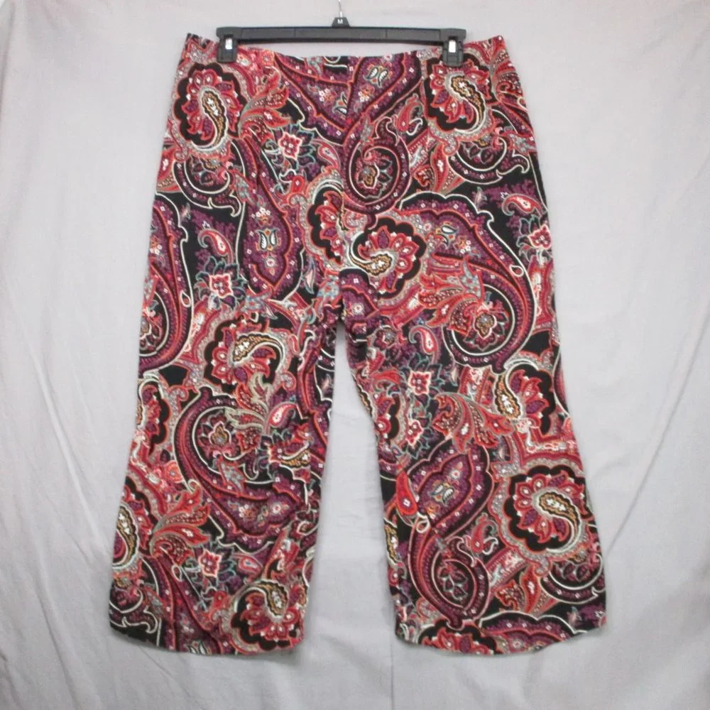 J.Jill Loose Fit Leggings Paisley Design Black & Purple Women Size | XL - Picture 7 of 10